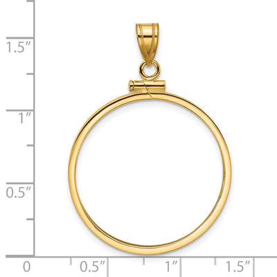 Wideband Distinguished Coin Jewelry 14K Polished x Screw Top Coin Bezel Pendant, 38.6 x 27.5mm