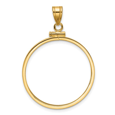 Wideband Distinguished Coin Jewelry 14K Polished x Screw Top Coin Bezel Pendant, 38.6 x 27.5mm