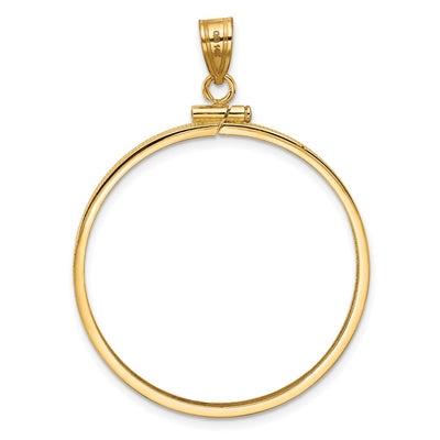 Wideband Distinguished Coin Jewelry 14K Polished x Screw Top Coin Bezel Pendant, 43.85 x 32.8mm