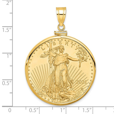 Wideband Distinguished Coin Jewelry 14K Polished Mounted 1oz American Eagle Screw Top Coin Bezel Pendant
