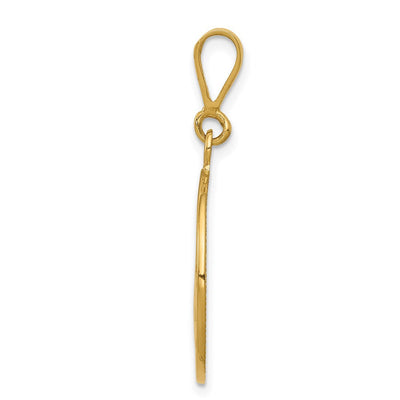 14K Polished and Satin Angel Pendant, 33 x 20mm