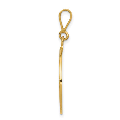 14K Polished and Satin Angel Pendant, 36 x 22mm