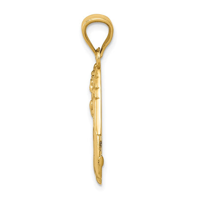 14K Polished Angel Charm, 30 x 17mm