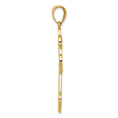 14K Budded Greek Key Cross Pendant
