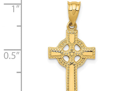 14K Beaded Edge Celtic Cross Pendant, 28 x 14mm, view 4