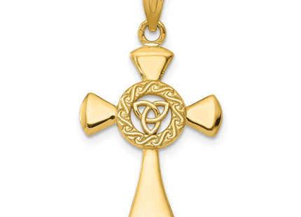 14K Trinity Knot Celtic Cross Pendant