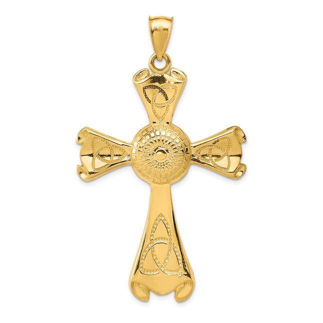 14k Celtic Cross Pendant, 65 x 37mm