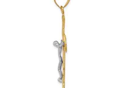 14k Two-tone Diamond Cut Crucifix Pendant (Style C2000)