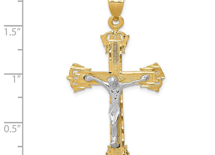 14k Two-tone Diamond Cut Crucifix Pendant (Style C2000)