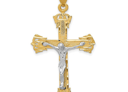 14k Two-tone Diamond Cut Crucifix Pendant (Style C2000)