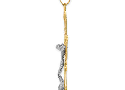 14k Two-tone Diamond Cut Crucifix Pendant (Style C2004)
