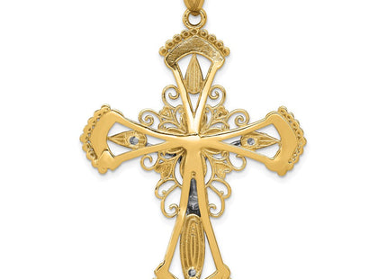 14k Two-tone Diamond Cut Crucifix Pendant (Style C2004)