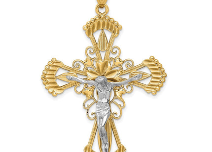 14k Two-tone Diamond Cut Crucifix Pendant (Style C2004)