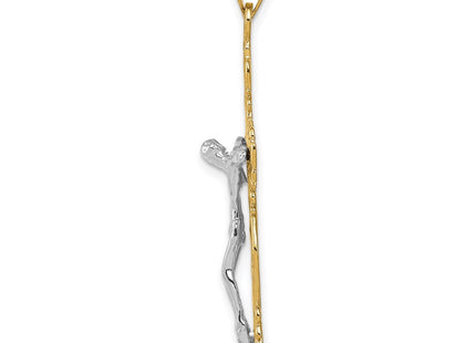 14k Two-tone Diamond Cut Crucifix Pendant (Style C2005)