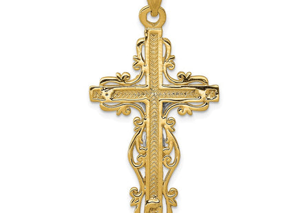 14k Two-tone Diamond Cut Crucifix Pendant (Style C2005)