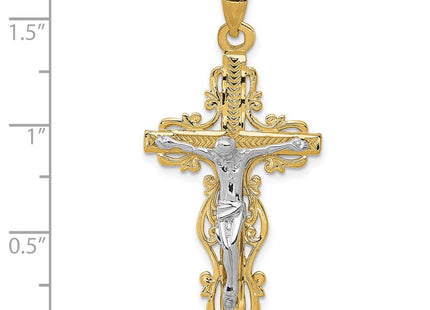 14k Two-tone Diamond Cut Crucifix Pendant (Style C2005)