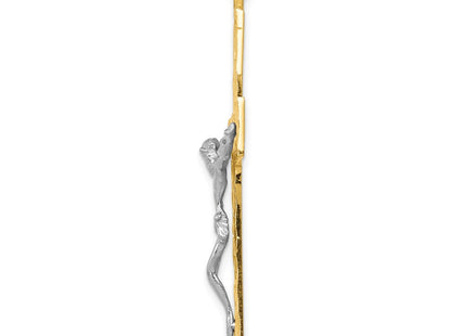 14k Two-tone Diamond Cut Crucifix Pendant (Style C2015)