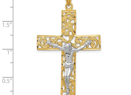 14k Two-tone Diamond Cut Crucifix Pendant (Style C2015)