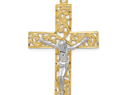 14k Two-tone Diamond Cut Crucifix Pendant (Style C2015)