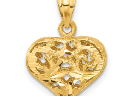 14K gold heart pendant, another view