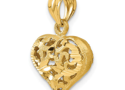 14K gold heart pendant, further view
