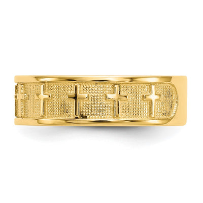 14K Polished & Satin Cross Band