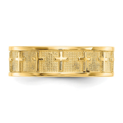 14K Polished & Satin Cross Band