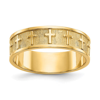 14K Polished & Satin Cross Band