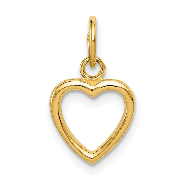 14K Polished Cut-out Heart Pendant, 16 x 10mm