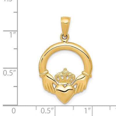 14K Polished Claddagh Pendant, 31 x 20mm