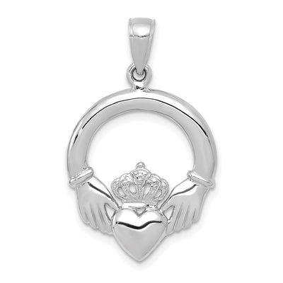 14K white gold claddagh pendant