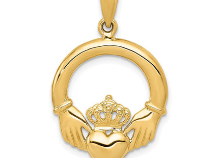 14k Polished Claddagh Pendant (Style C2192)