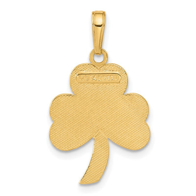 14K Green Enameled Shamrock Pendant