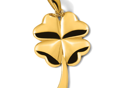 14k Solid Polished 4-Leaf Clover Pendant