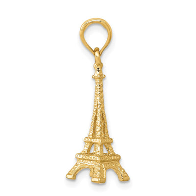 14K Solid Polished 3-D Eiffel Tower Charm