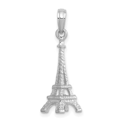 14K White Gold Solid Polished 3-D Eiffel Tower Charm