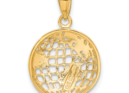 14k Polished Globe Pendant, 24.5 x 16mm