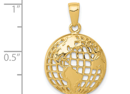 14k Polished Globe Pendant, 24.5 x 16mm