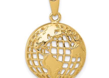 14k Polished Globe Pendant, 24.5 x 16mm