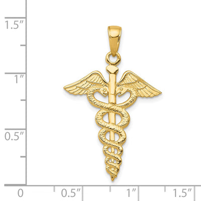 14K Caduceus Pendant, 32 x 21mm