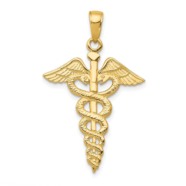 14k Caduceus Pendant, 32 x 21mm