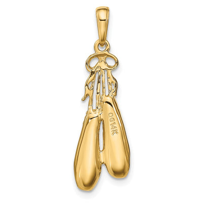 14K Solid Satin Polished Ballet Slippers Pendant