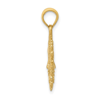 14K Solid Polished Reversible Sun Pendant