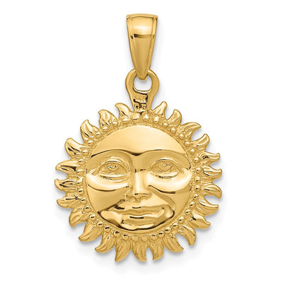 14K Solid Polished Reversible Sun Pendant