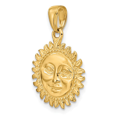 14K Solid Polished Reversible Sun Pendant