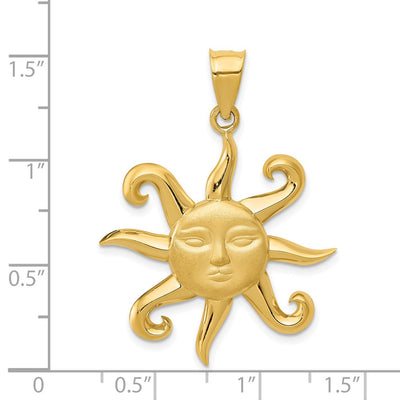 14K Satin and Polished Sun Pendant