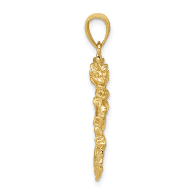 14K Solid 3-D Dragon Pendant