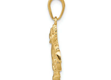 14k Solid Polished Dragon Pendant, 23 x 18.5mm