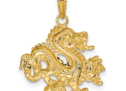 14k Solid Polished Dragon Pendant, 23 x 18.5mm