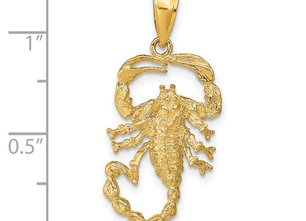14k Solid Polished Open-Backed Scorpion Pendant, 30 x 14mm